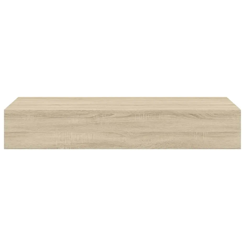 Floating Storage Organizer Shelves Set of 2 Wall-mounted Oak Brown 60x23.5x10cm MDF