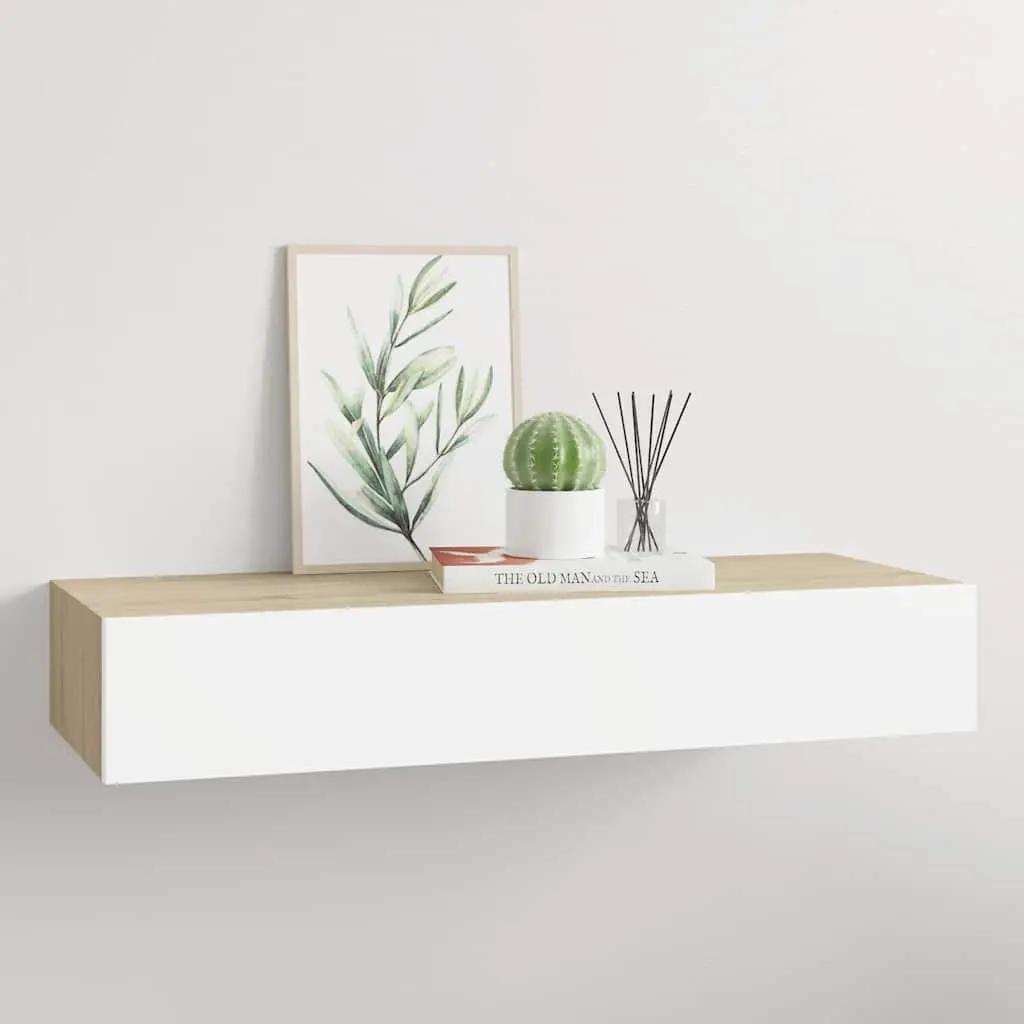 Wall-mounted Drawer Shelf Floating Storage Brown 60x23.5x10cm MDF