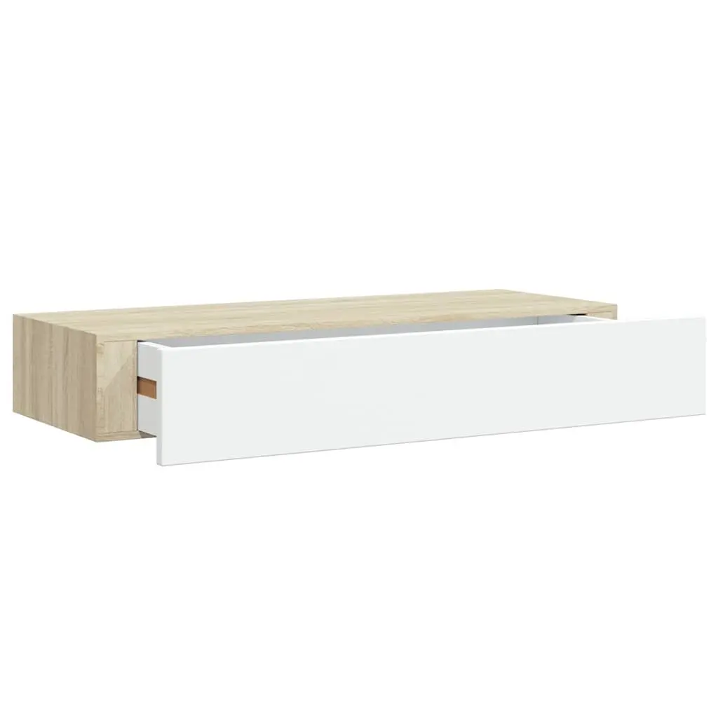 Wall-mounted Drawer Shelf Floating Storage Brown 60x23.5x10cm MDF