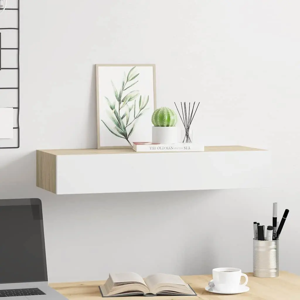 Wall-mounted Drawer Shelf Floating Storage Brown 60x23.5x10cm MDF