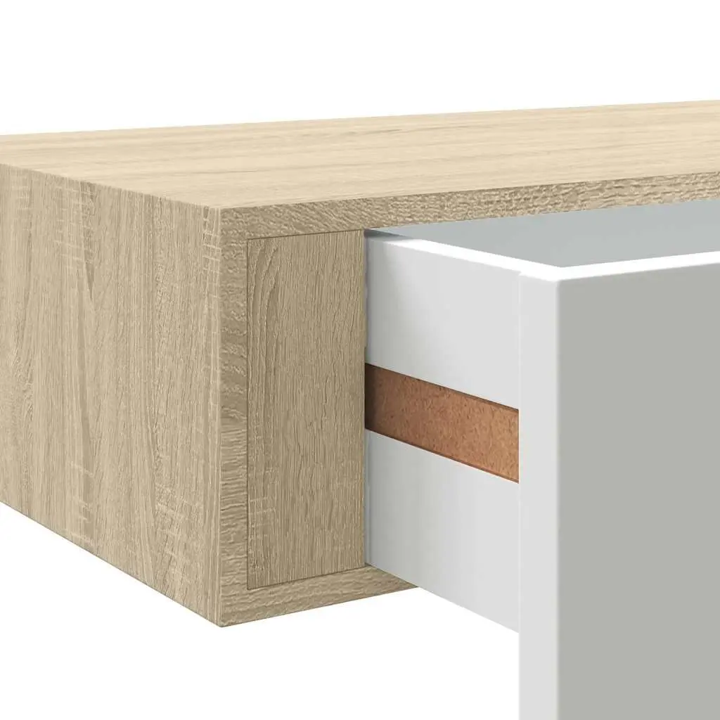 Wall-mounted Drawer Shelf Floating Storage Brown 60x23.5x10cm MDF