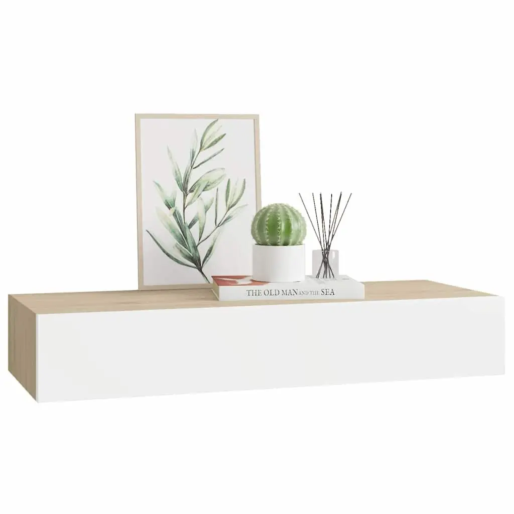 Wall-mounted Drawer Shelf Floating Storage Brown 60x23.5x10cm MDF