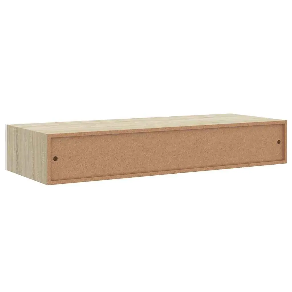 Wall Drawer Shelves Floating Oak White 60x23.5x10cm MDF 2 Piece
