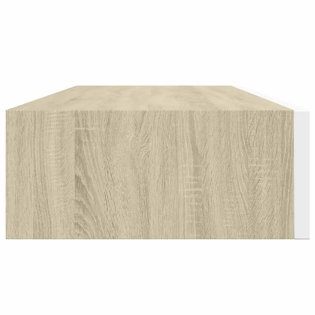 Wall Drawer Shelves Floating Oak White 60x23.5x10cm MDF 2 Piece