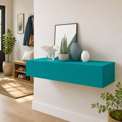 Blue Wall-Mounted Drawer Shelf for Organized Living