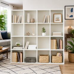 Stylish White Book Cabinet 137.5x29x137.5 cm