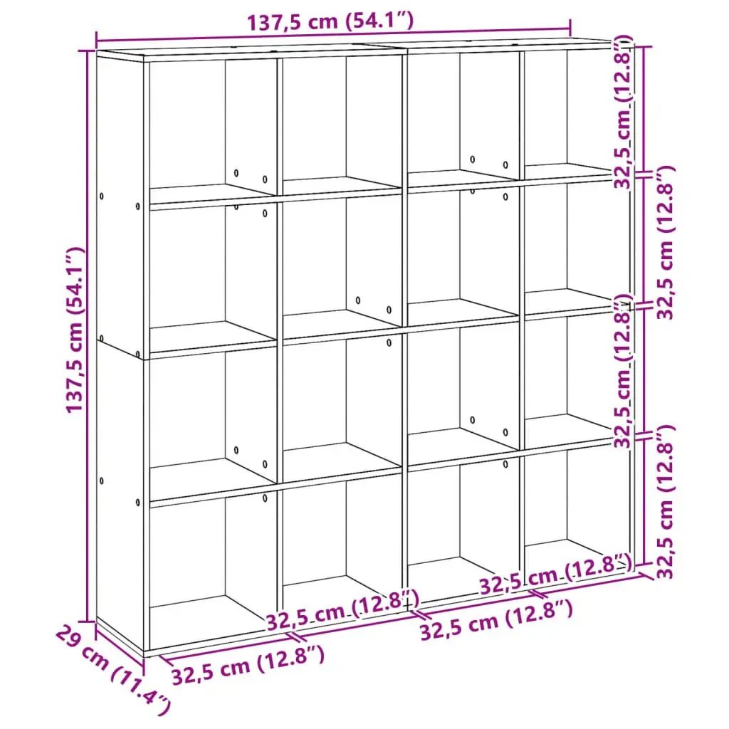 White Book Cabinet 137.5x29x137.5 cm