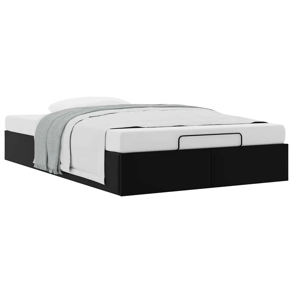 King Single Ottoman Storage Bed Frame in Black Faux Leather