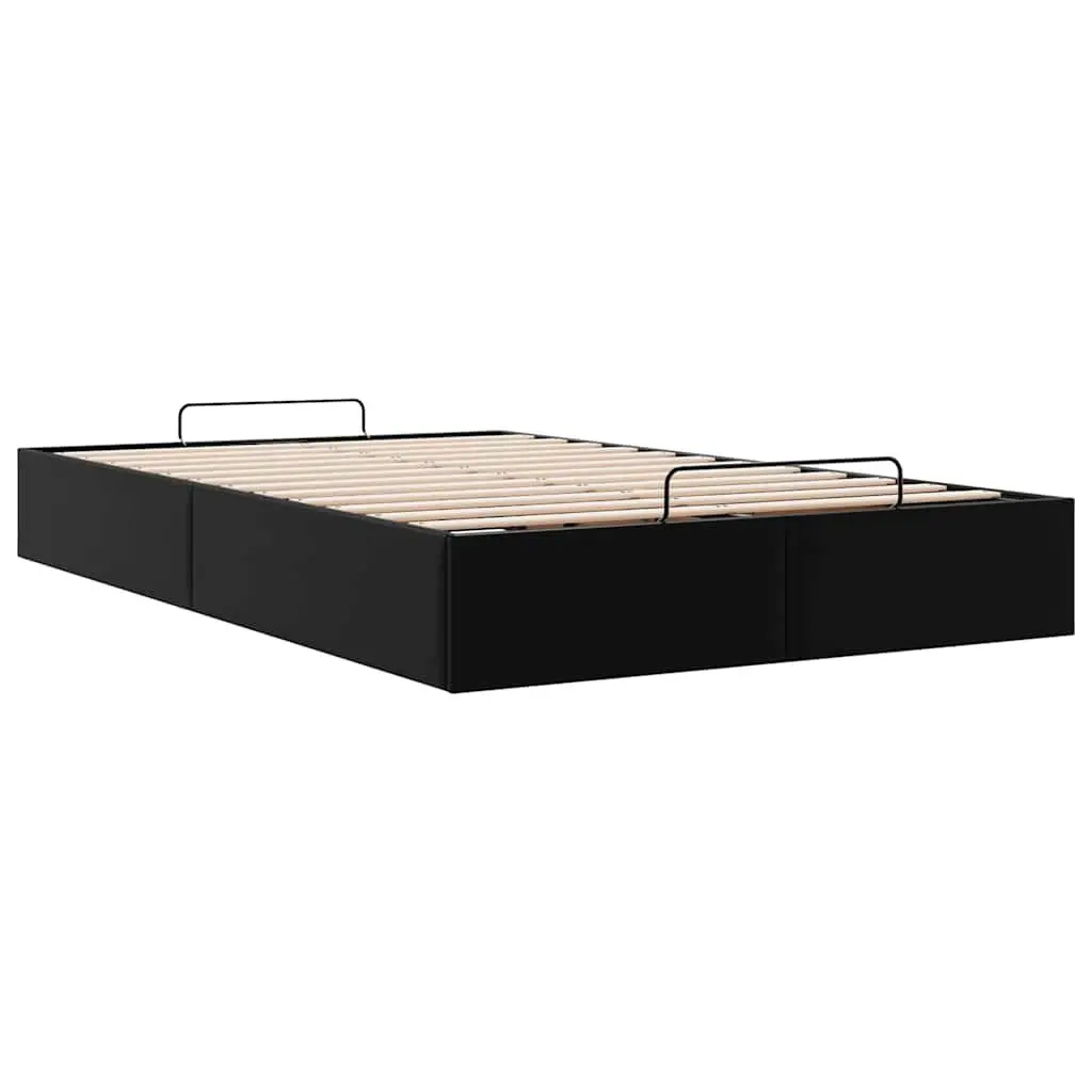 King Single Ottoman Storage Bed Frame in Black Faux Leather