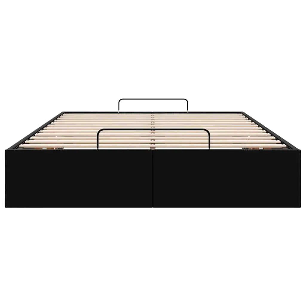 King Single Ottoman Storage Bed Frame in Black Faux Leather