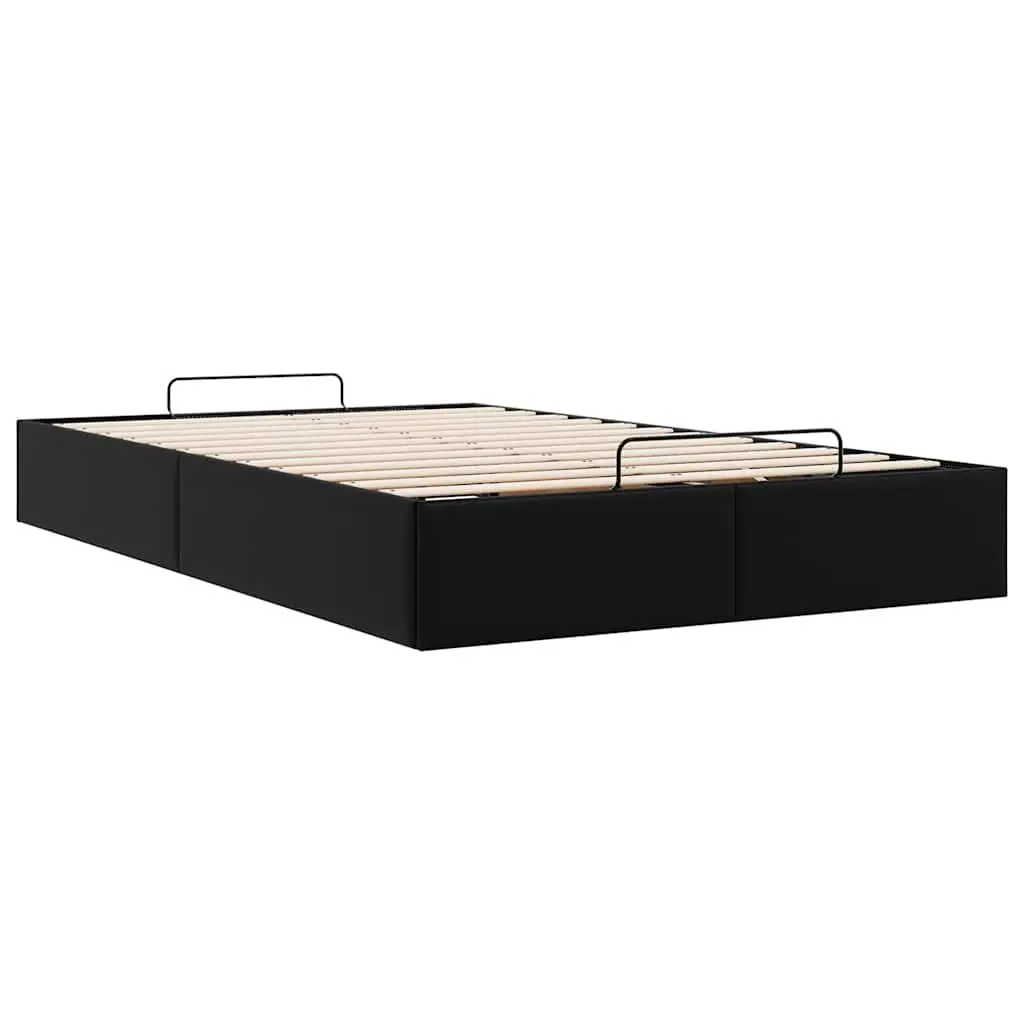 King Single Ottoman Storage Bed Frame in Black Faux Leather