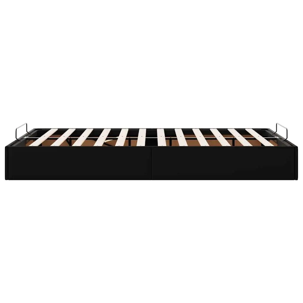 King Single Ottoman Storage Bed Frame in Black Faux Leather