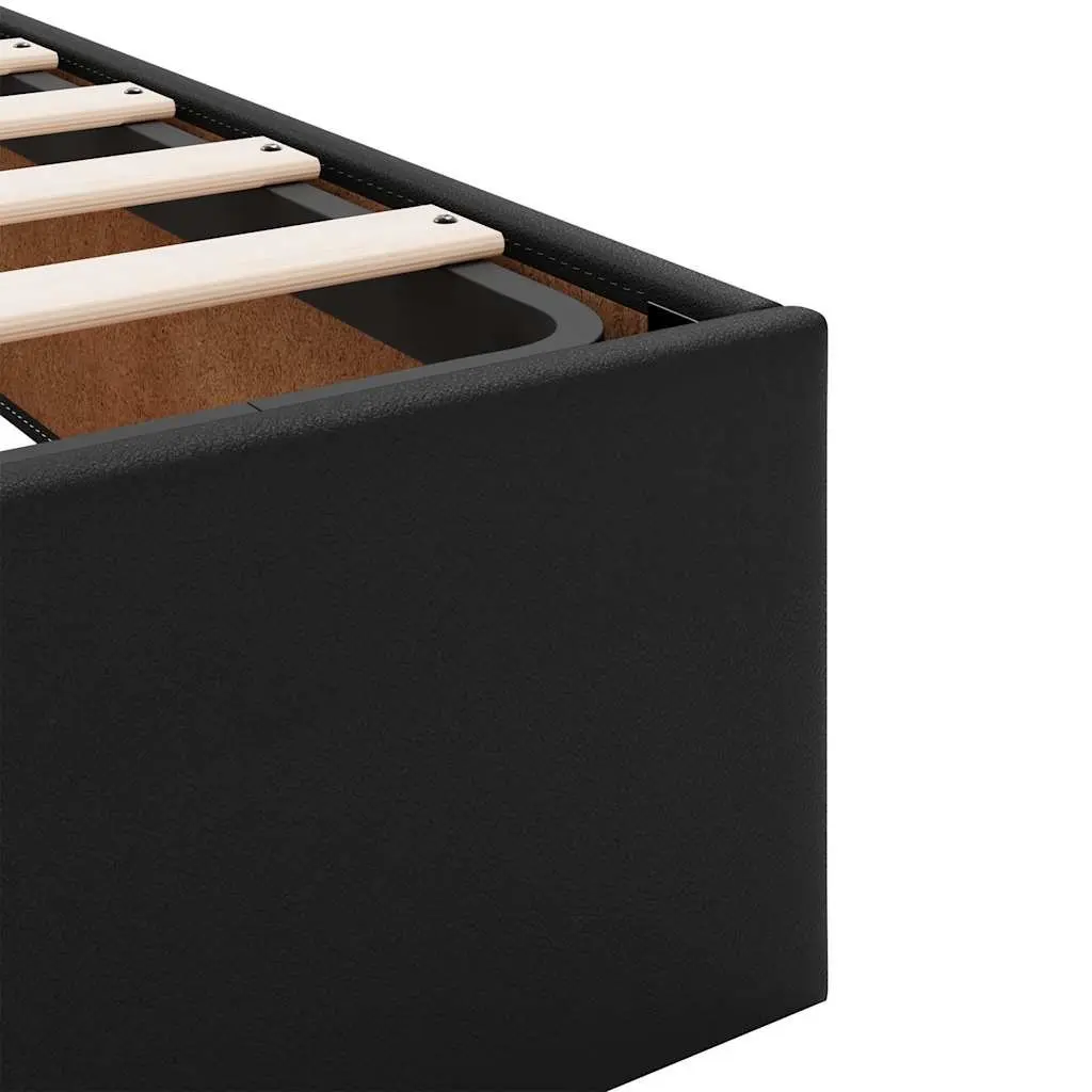 King Single Ottoman Storage Bed Frame in Black Faux Leather