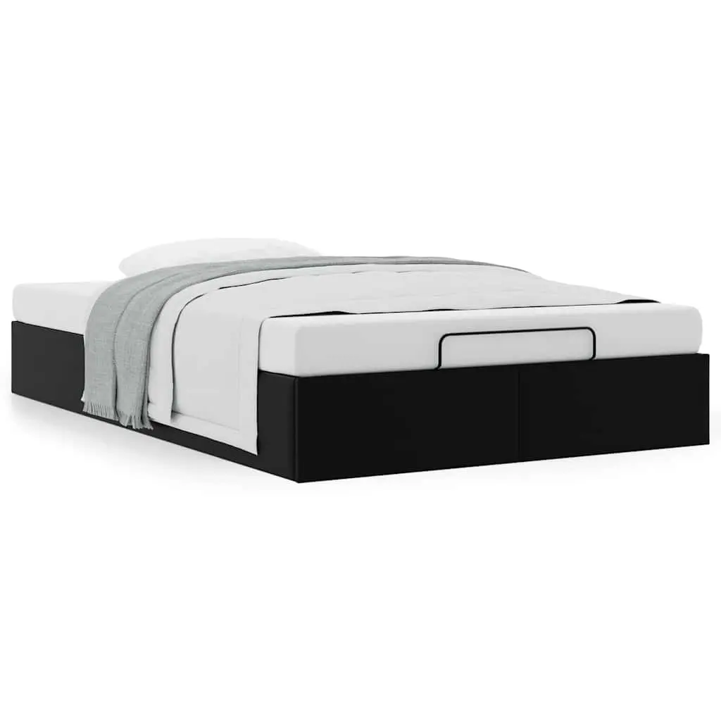 King Single Ottoman Storage Bed Frame in Black Faux Leather