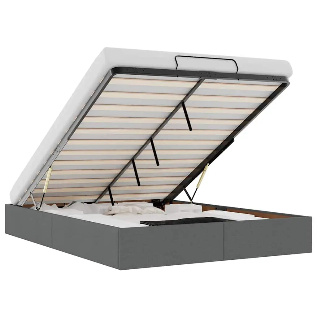 Double Grey Fabric Ottoman Storage Bed Frame