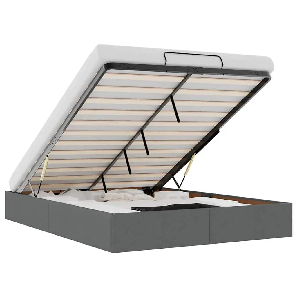 Grey Fabric Queen Ottoman Storage Bed Frame