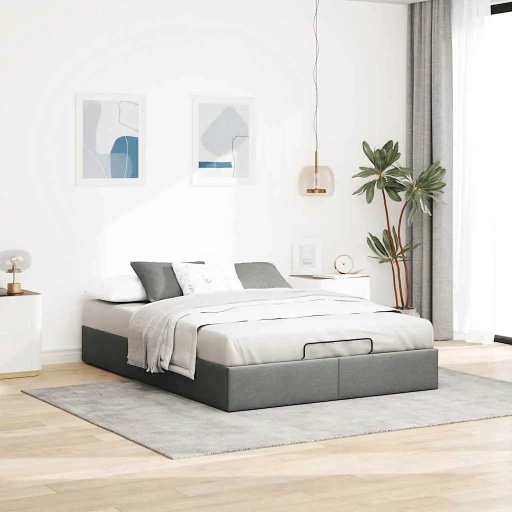 Grey Fabric Queen Ottoman Storage Bed Frame
