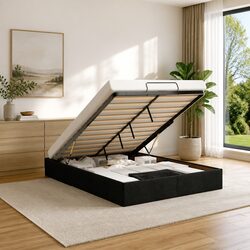 Queen Ottoman Bed Frame with Storage in Black