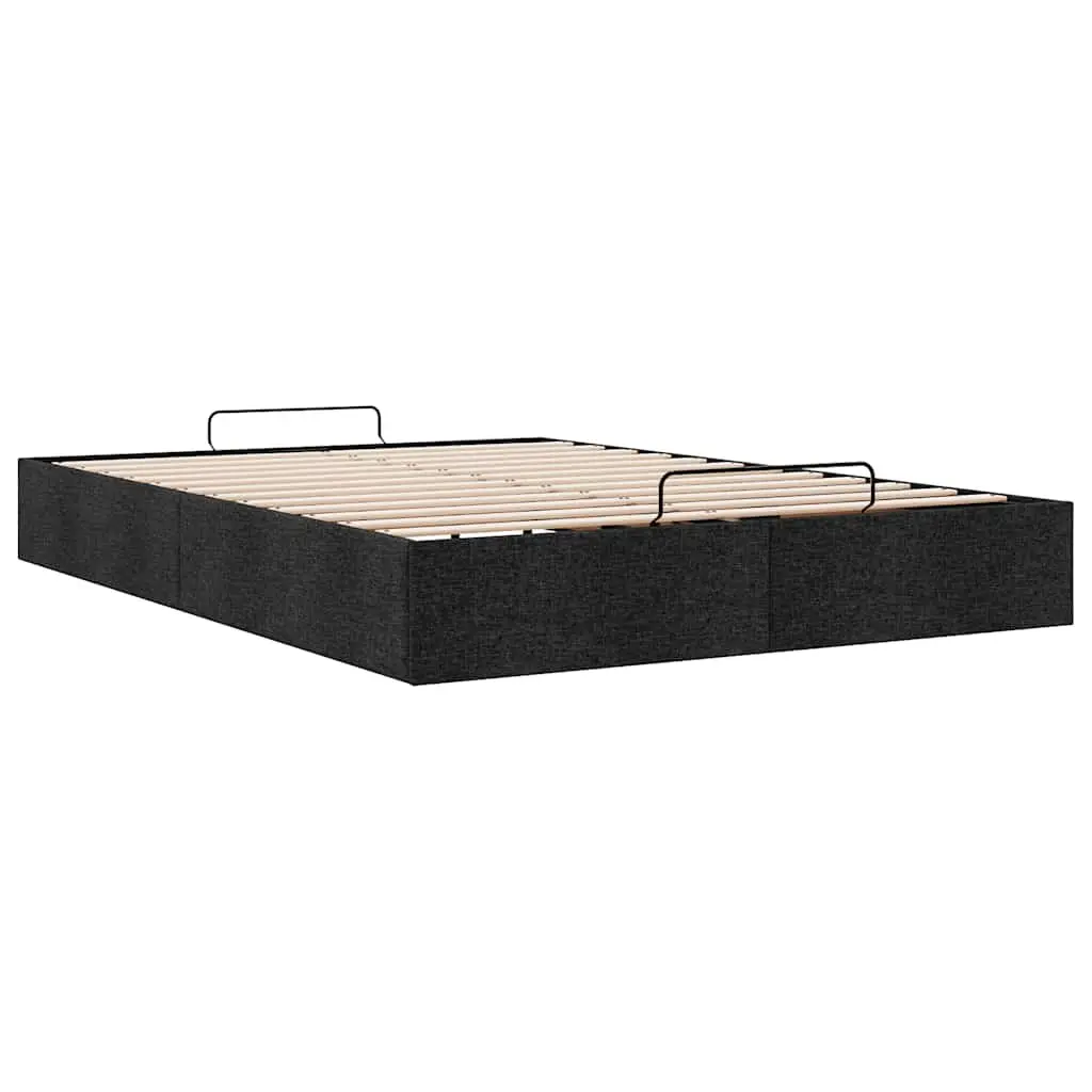 Queen Ottoman Storage Bed Frame Black Polyester Fabric Upholstered Lift Mechanism