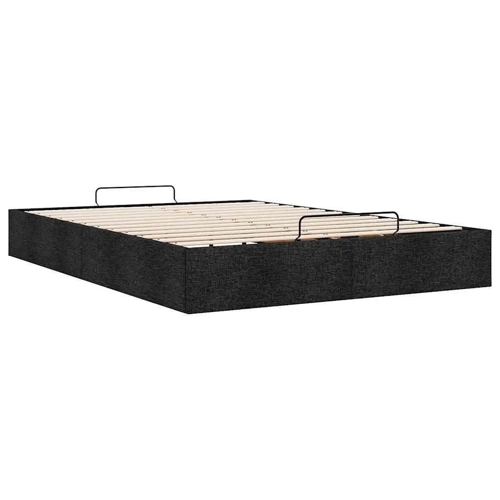 Queen Ottoman Storage Bed Frame Black Polyester Fabric Upholstered Lift Mechanism