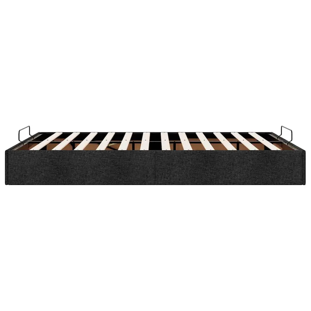 Queen Ottoman Storage Bed Frame Black Polyester Fabric Upholstered Lift Mechanism