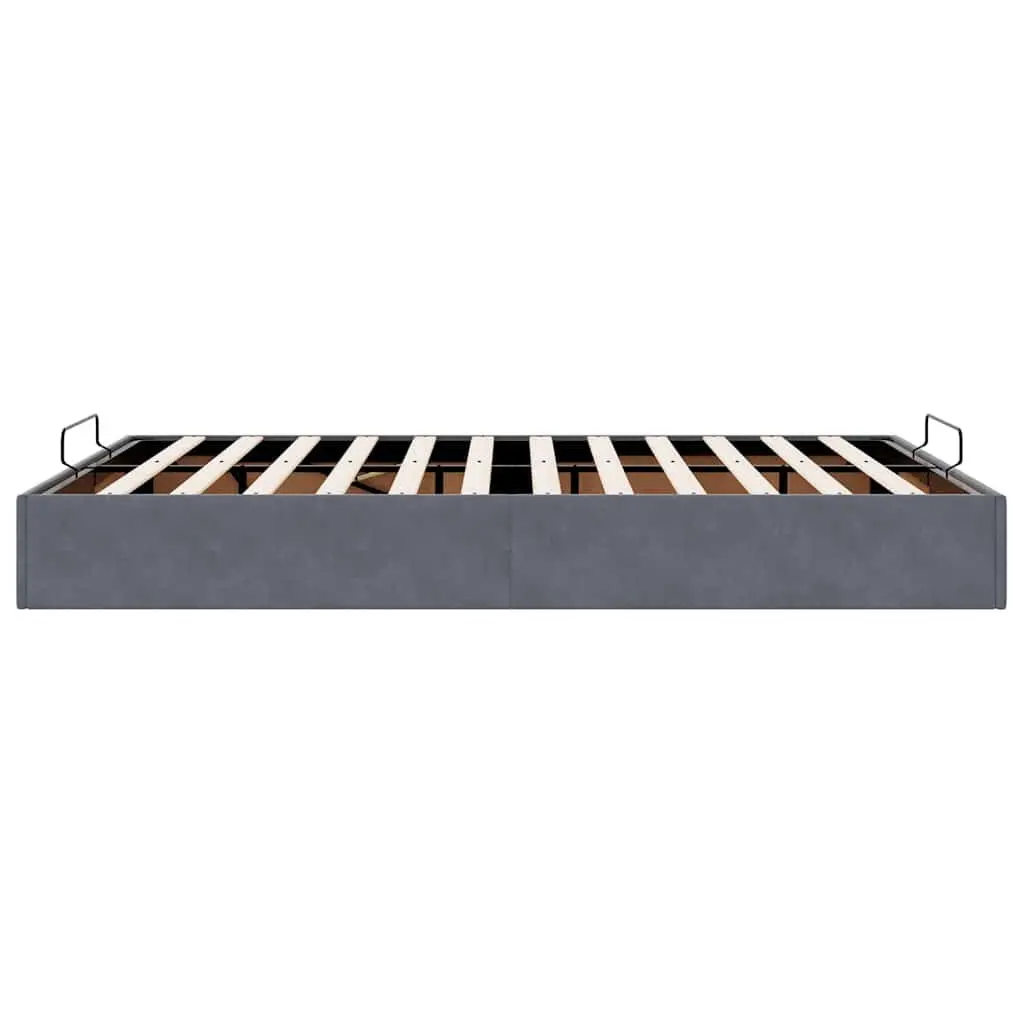 Ottoman Storage Bed Frame Double Size Dark Grey Velvet Slatted Base with Hydraulic Lift