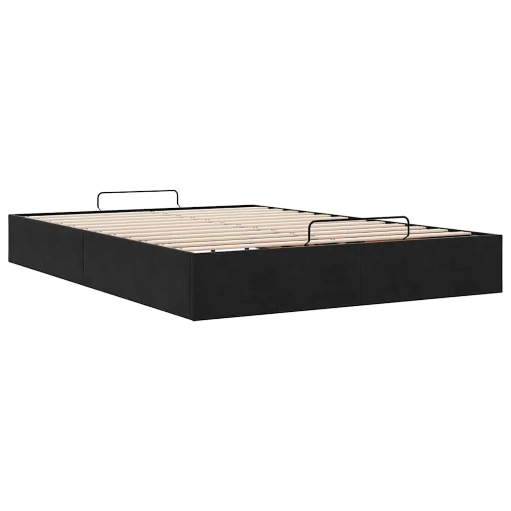 Black Velvet Double Ottoman Bed Frame with Storage