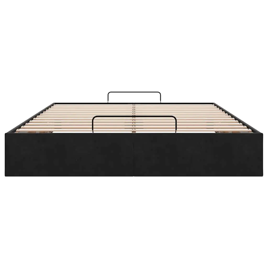 Black Velvet Double Ottoman Bed Frame with Storage