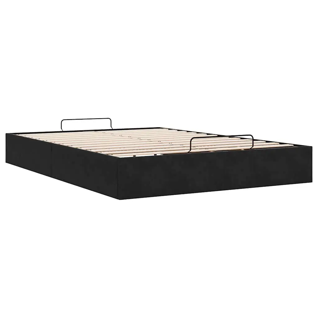 Black Velvet Double Ottoman Bed Frame with Storage