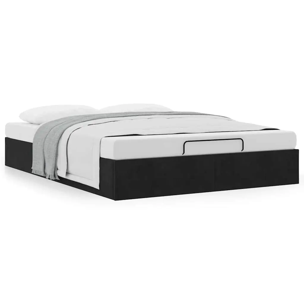 Black Velvet Double Ottoman Bed Frame with Storage