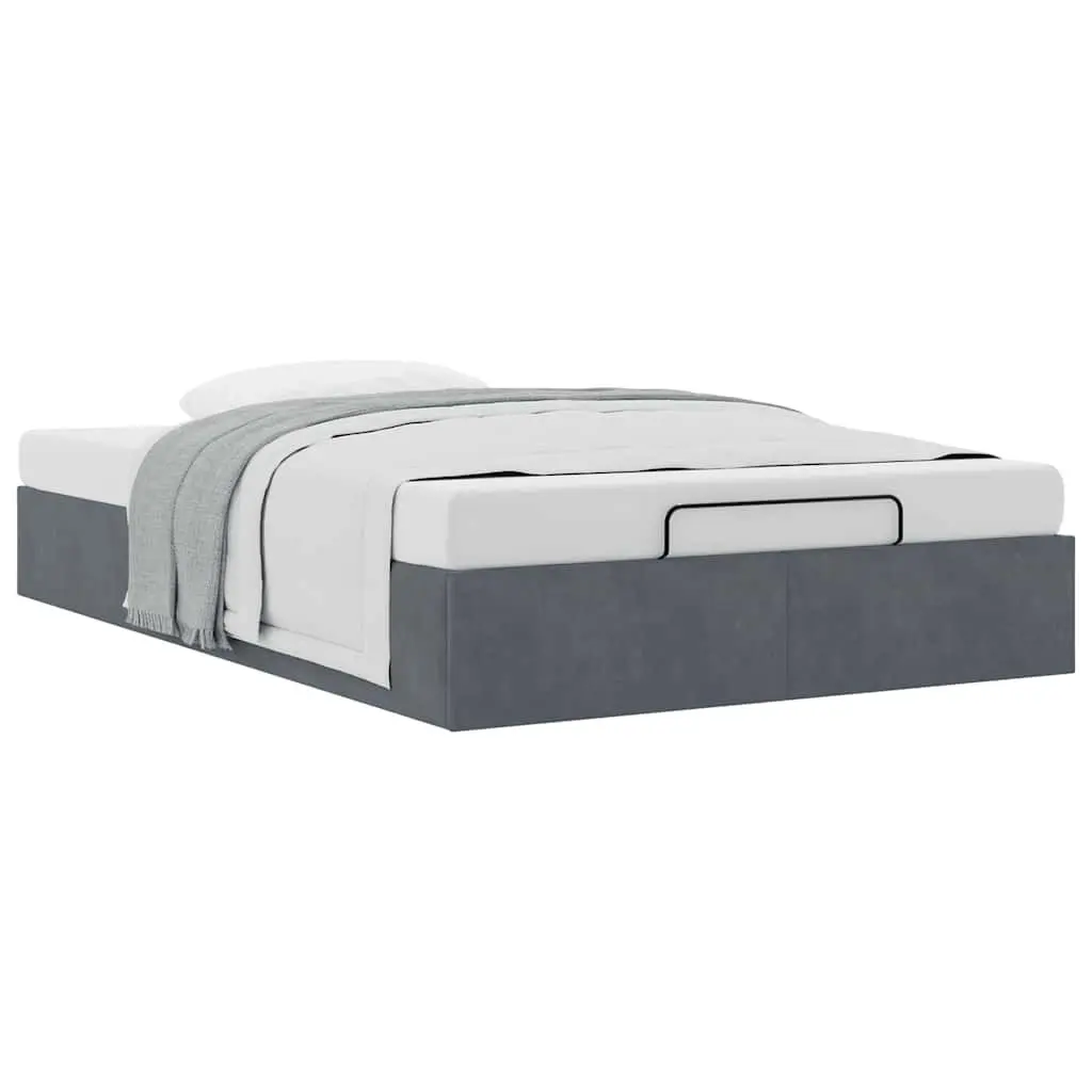 Velvet Grey King Single Ottoman Storage Bed Frame
