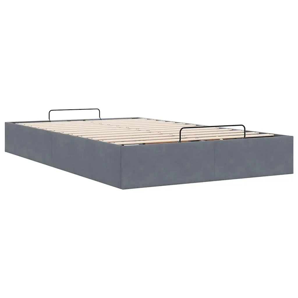 Velvet Grey King Single Ottoman Storage Bed Frame