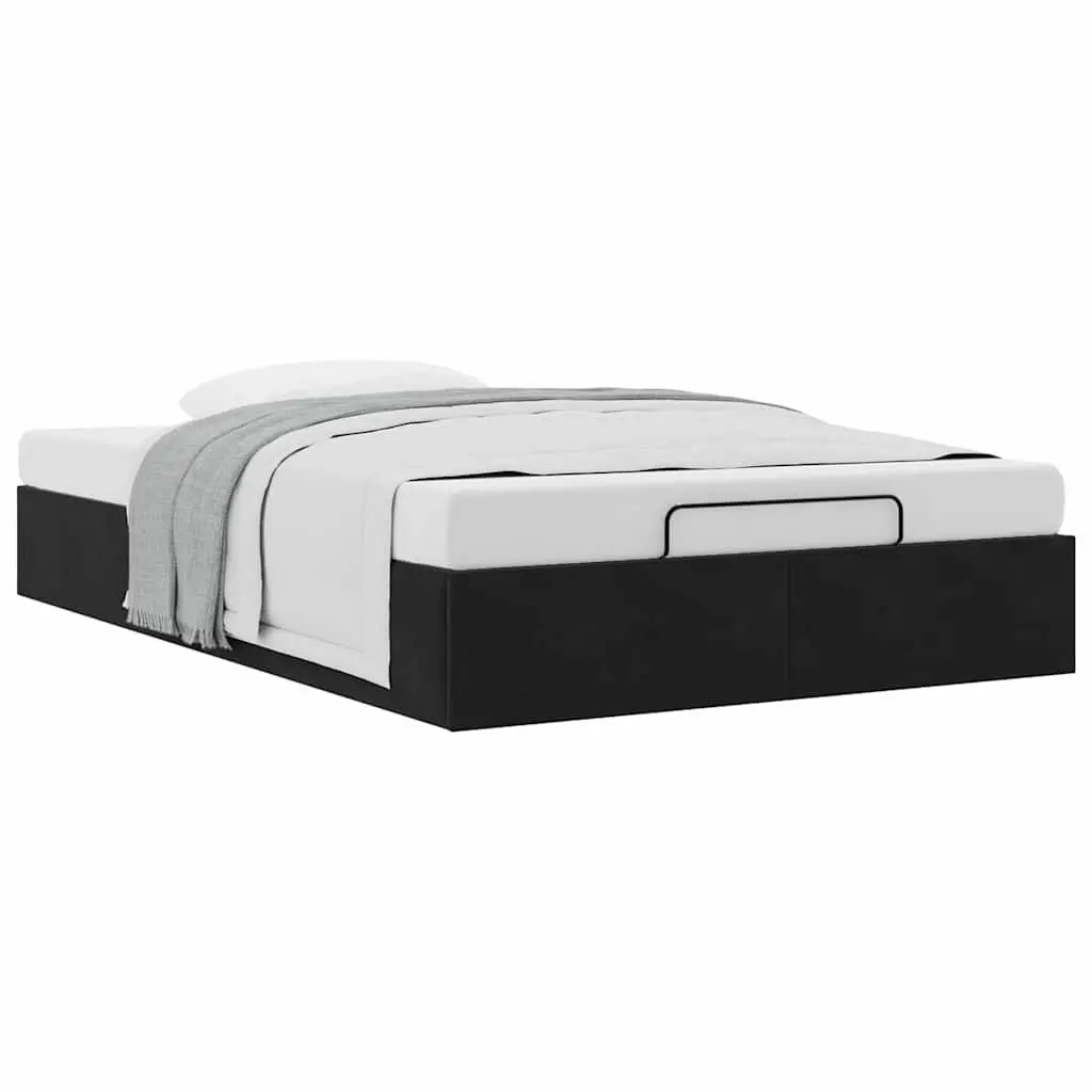 King Single Ottoman Storage Bed Frame in Black Velvet