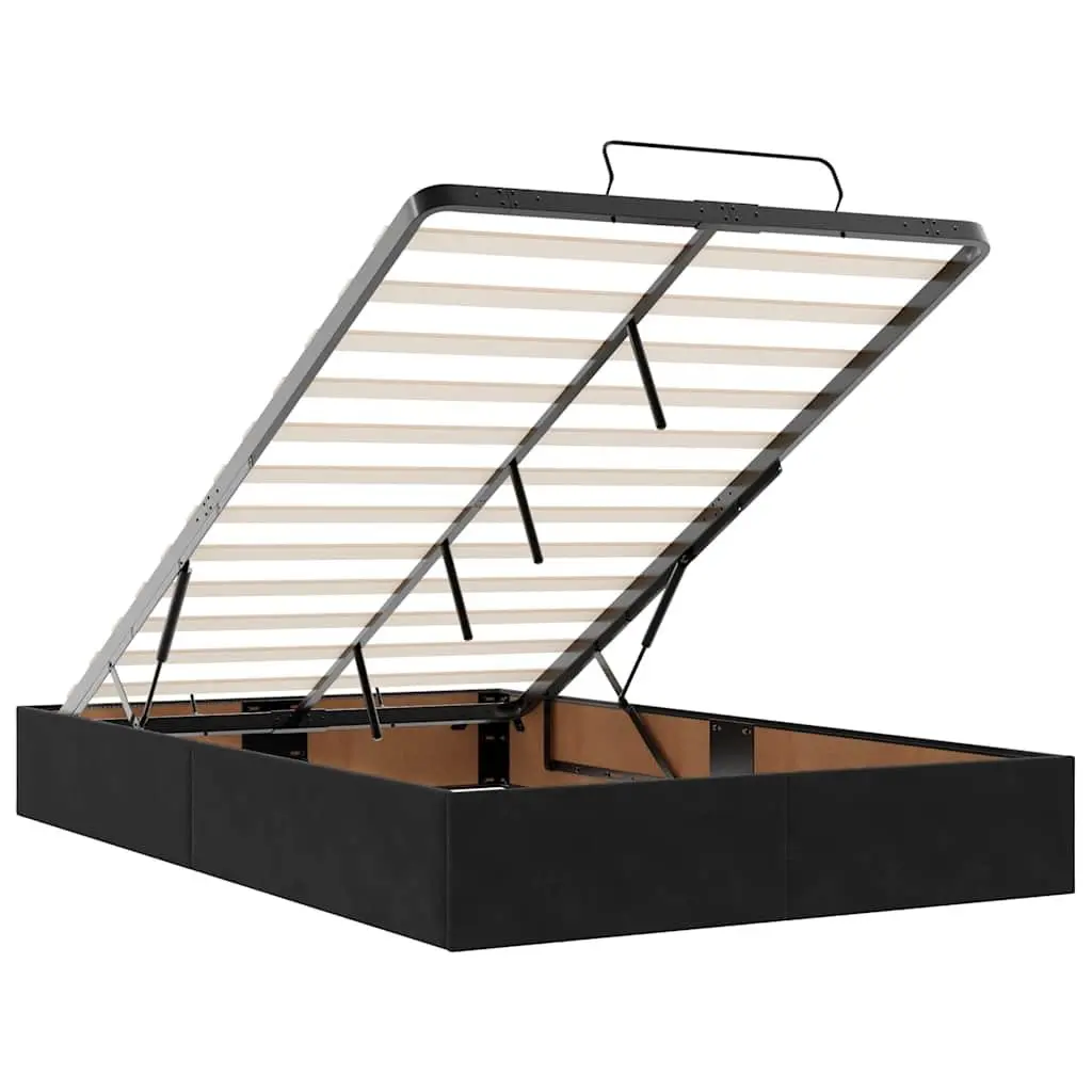 King Single Ottoman Storage Bed Frame in Black Velvet