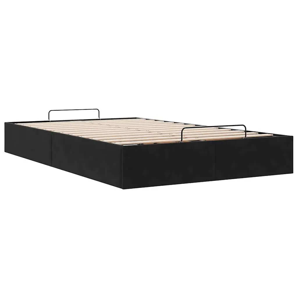 King Single Ottoman Storage Bed Frame in Black Velvet