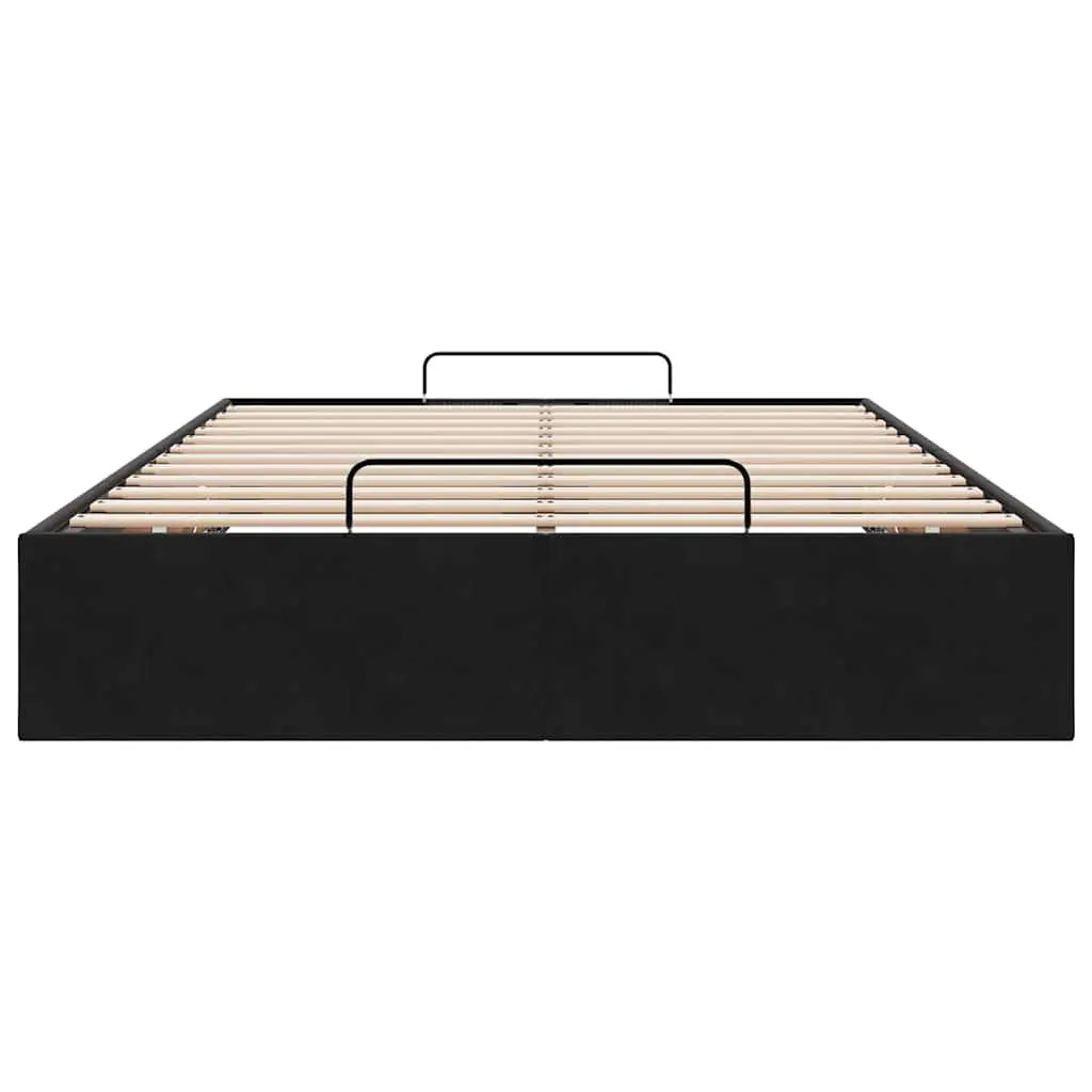 King Single Ottoman Storage Bed Frame in Black Velvet