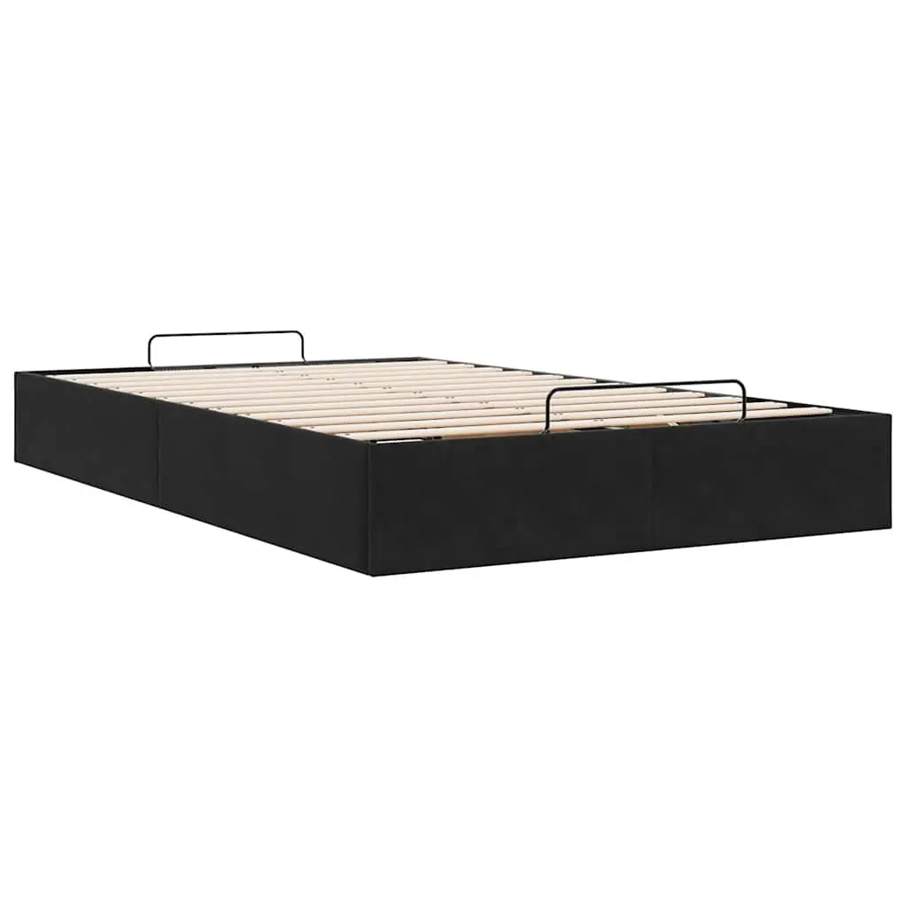King Single Ottoman Storage Bed Frame in Black Velvet
