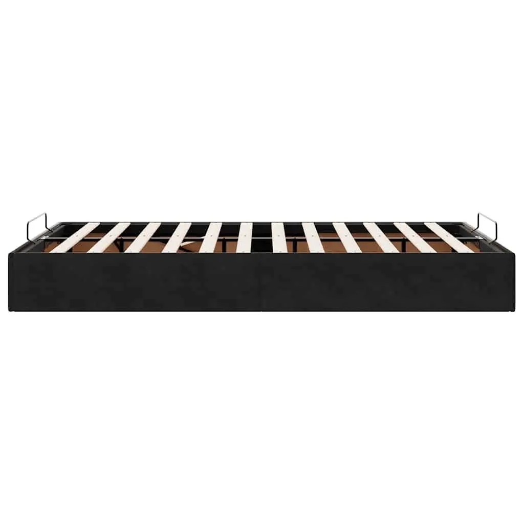 King Single Ottoman Storage Bed Frame in Black Velvet