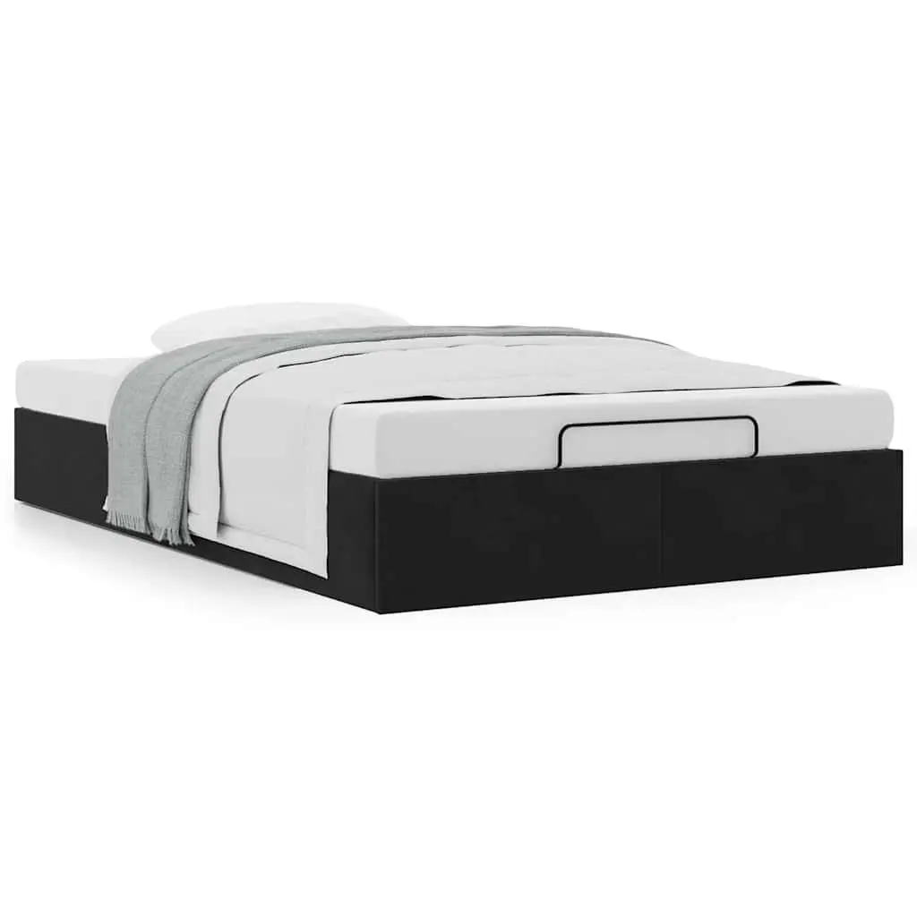 King Single Ottoman Storage Bed Frame in Black Velvet