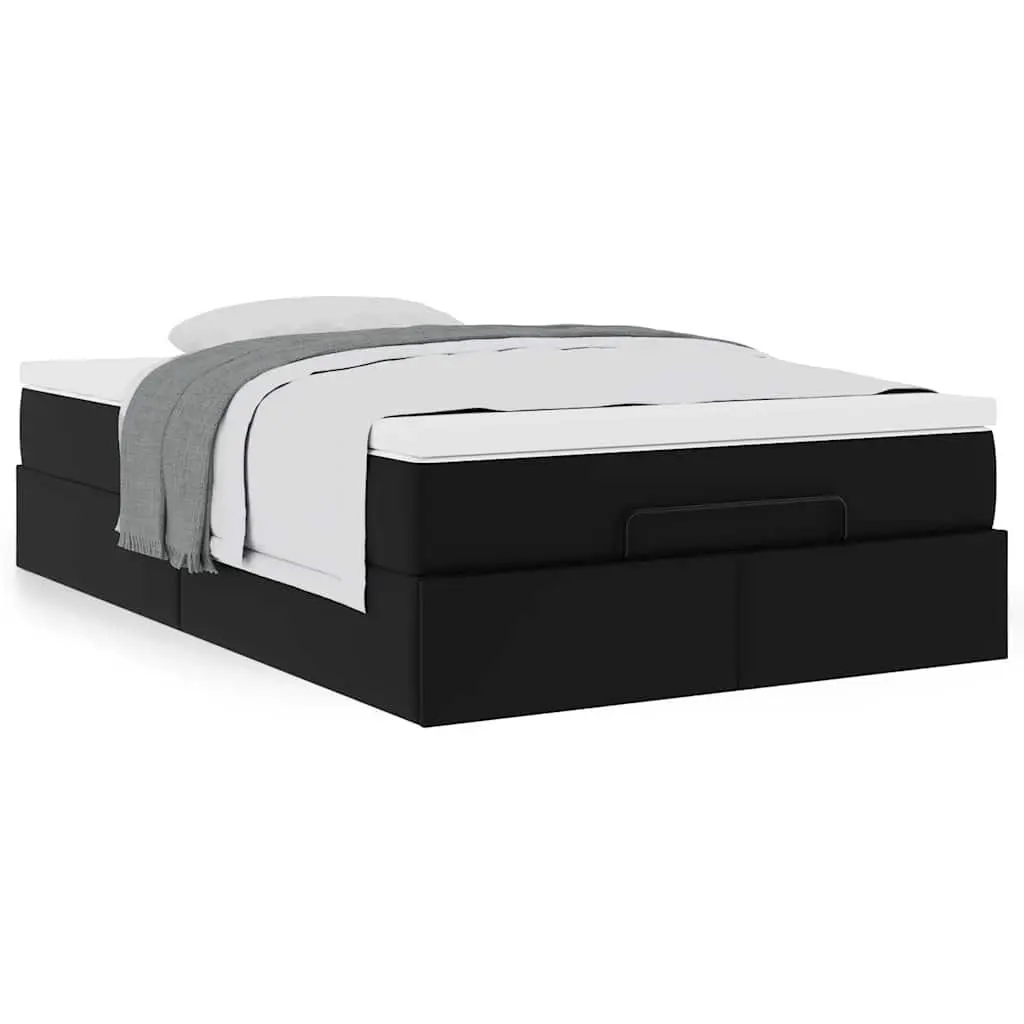 Ottoman Storage Bed Black Faux Leather Super Single with Pocket Spring Mattress