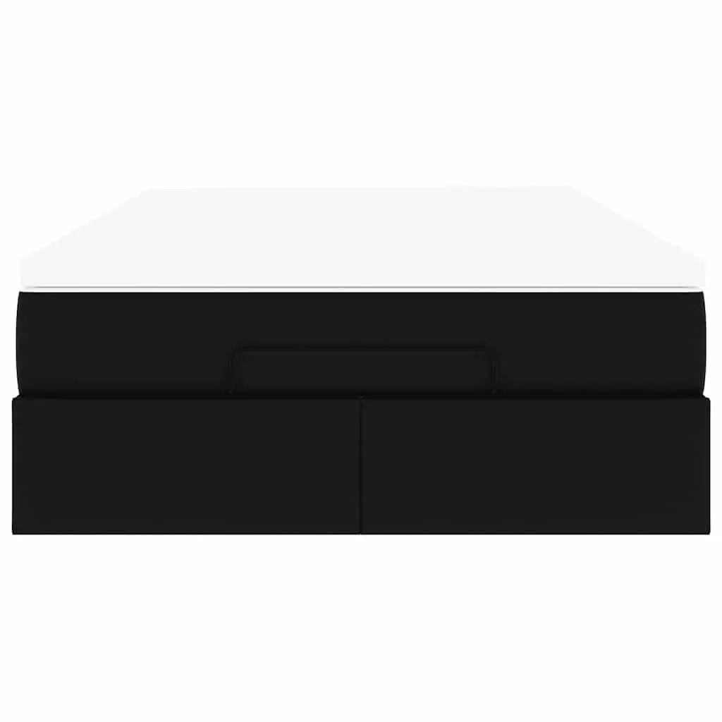 Ottoman Storage Bed Black Faux Leather Super Single with Pocket Spring Mattress