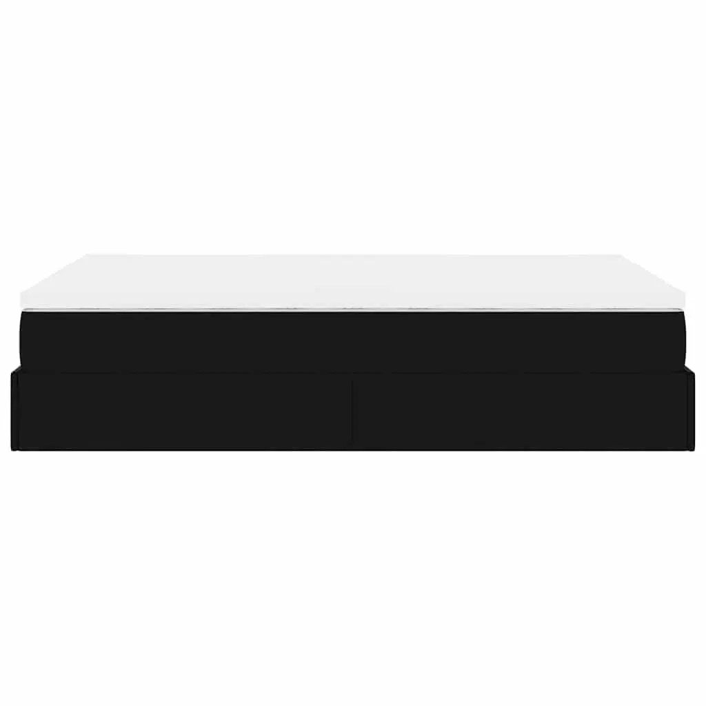 Ottoman Storage Bed Black Faux Leather Super Single with Pocket Spring Mattress