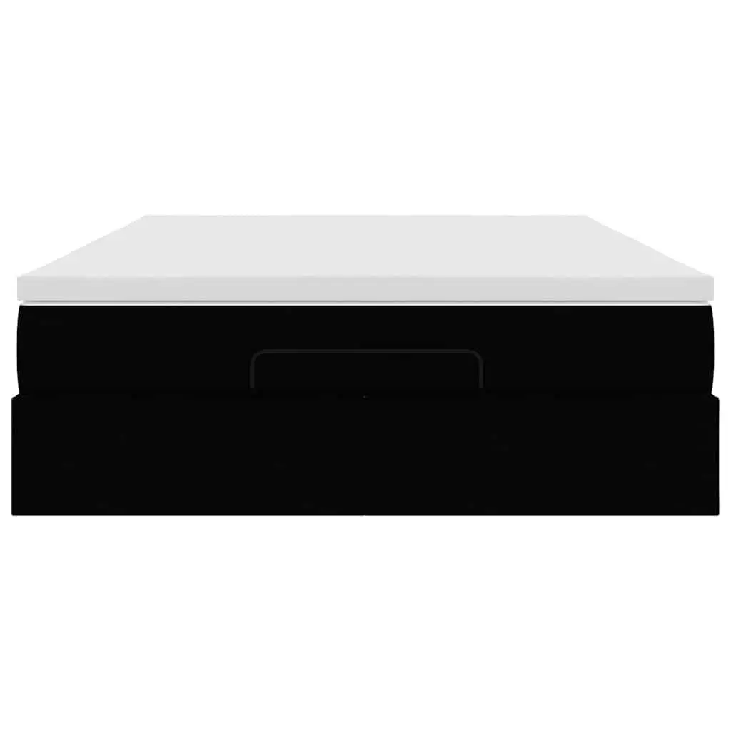 Double Ottoman Bed Black Fabric with Pocket Spring Mattress and Hydraulic Lift
