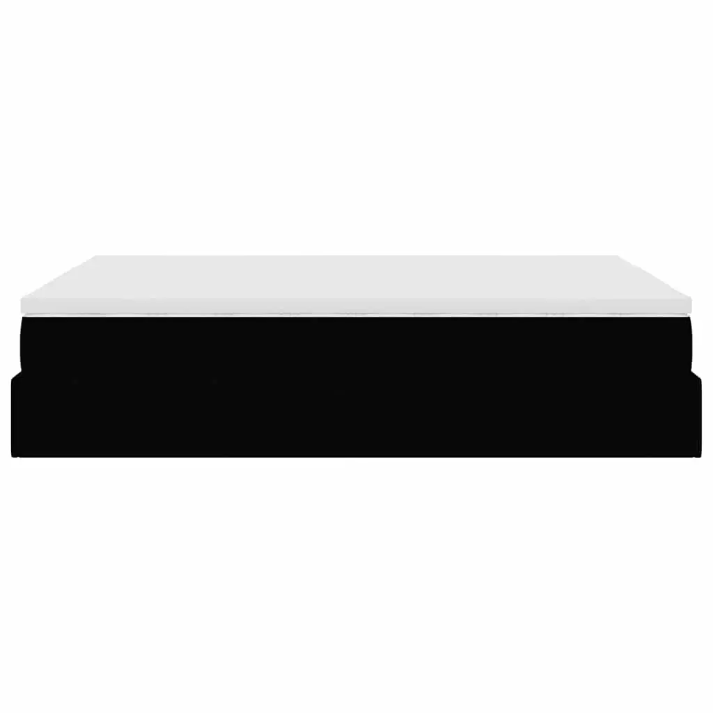 Double Ottoman Bed Black Fabric with Pocket Spring Mattress and Hydraulic Lift
