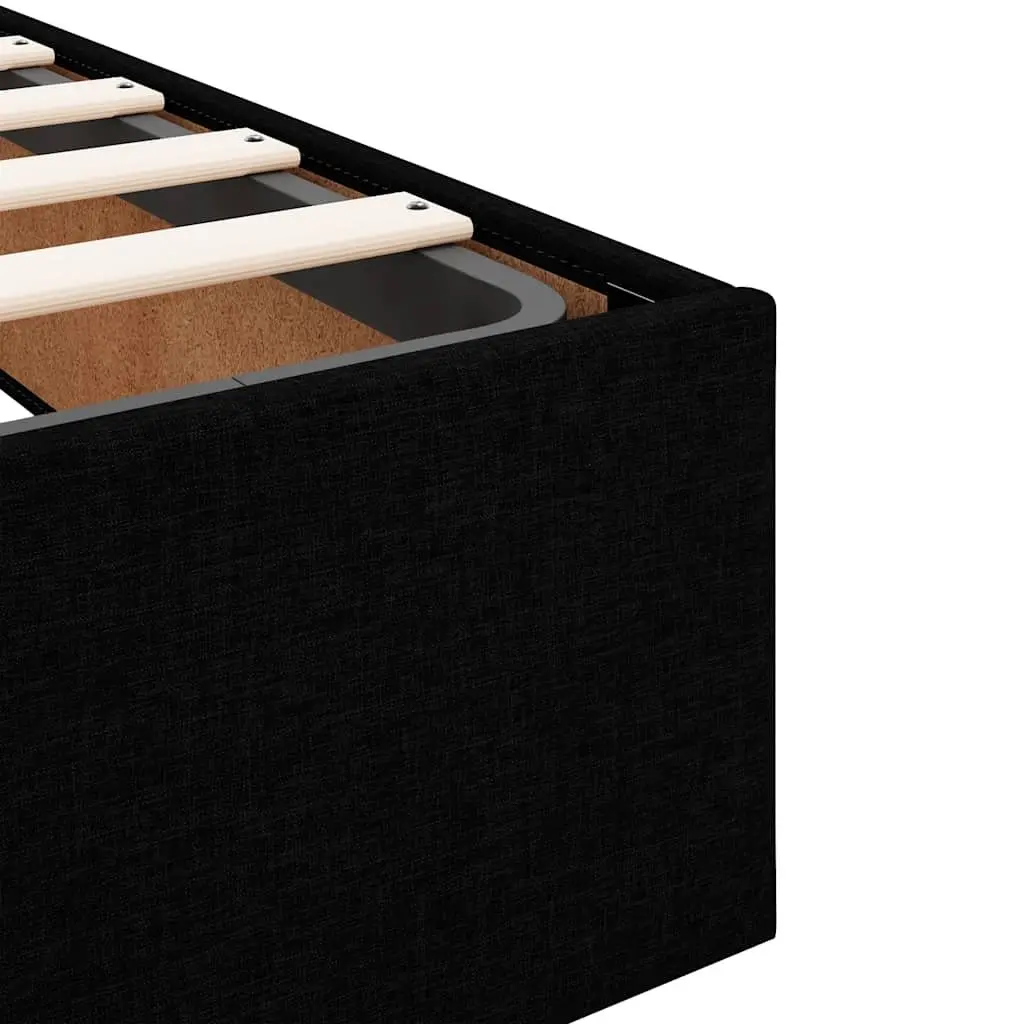 Double Ottoman Bed Black Fabric with Pocket Spring Mattress and Hydraulic Lift