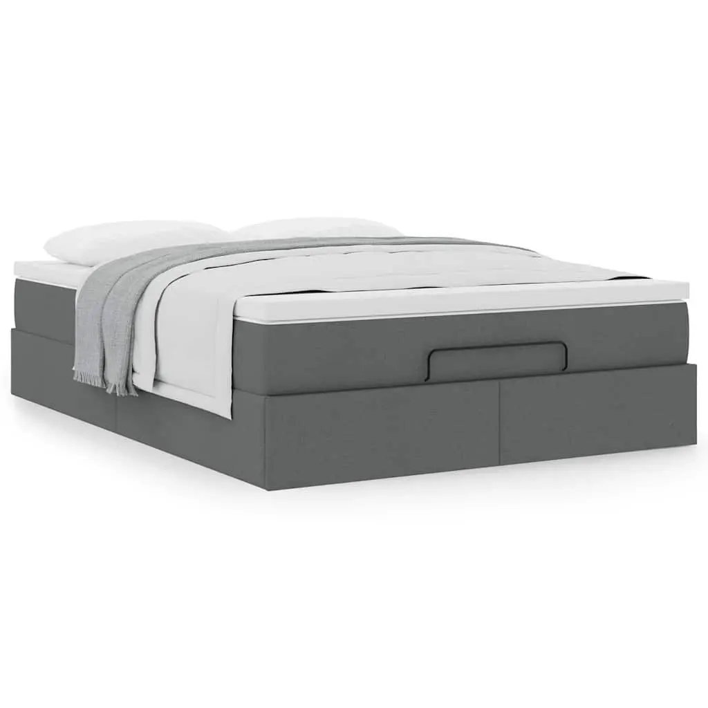 Ottoman Bed Grey Fabric Queen Pocket Spring Mattress Storage Lift Base