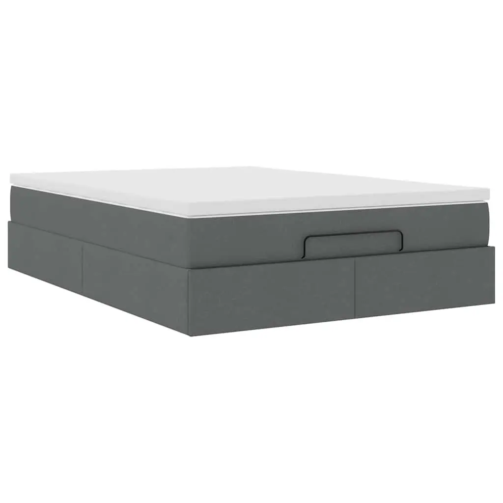 Ottoman Bed Grey Fabric Queen Pocket Spring Mattress Storage Lift Base