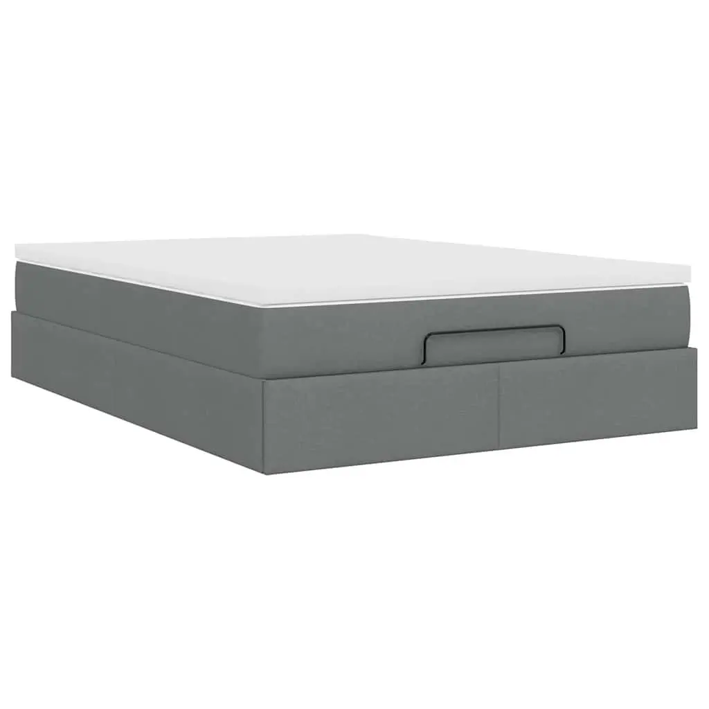 Ottoman Bed Grey Fabric Queen Pocket Spring Mattress Storage Lift Base