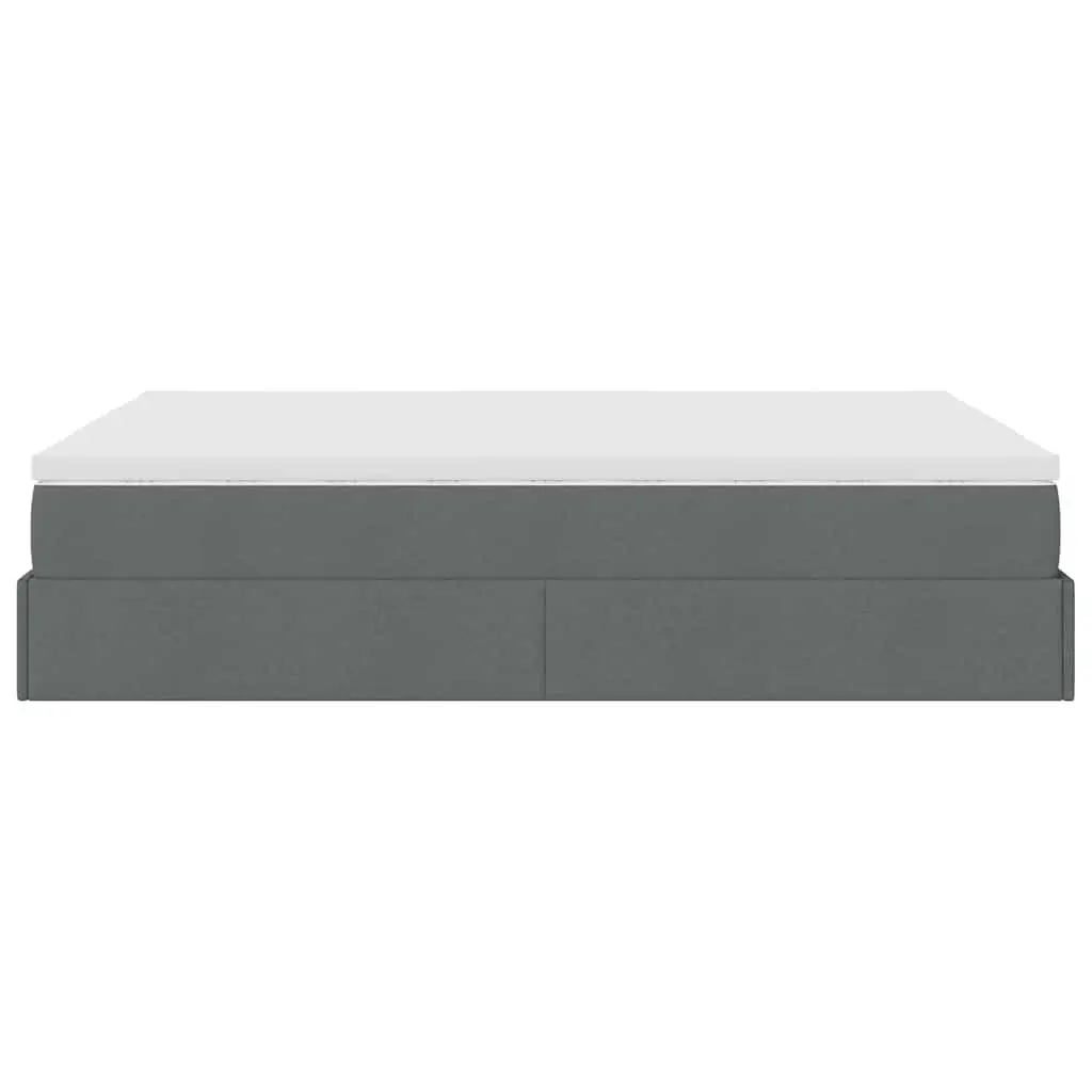 Ottoman Bed Grey Fabric Queen Pocket Spring Mattress Storage Lift Base