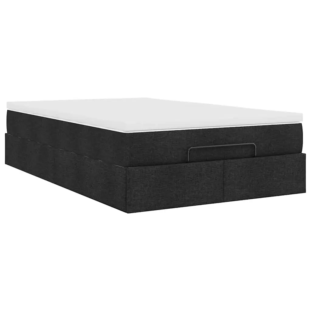 Ottoman Bed Black Fabric King Single Storage Lift Up Frame with Pocket Spring Mattress